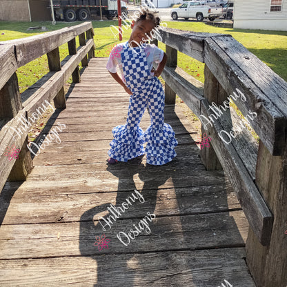 Checkered Print Cotton Fabric Overalls