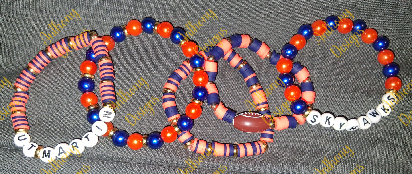 UT Martin Skyhawks football stacker set of 5 Bracelets