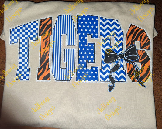 Tigers (school mascot) checkered in school colors designed shirt