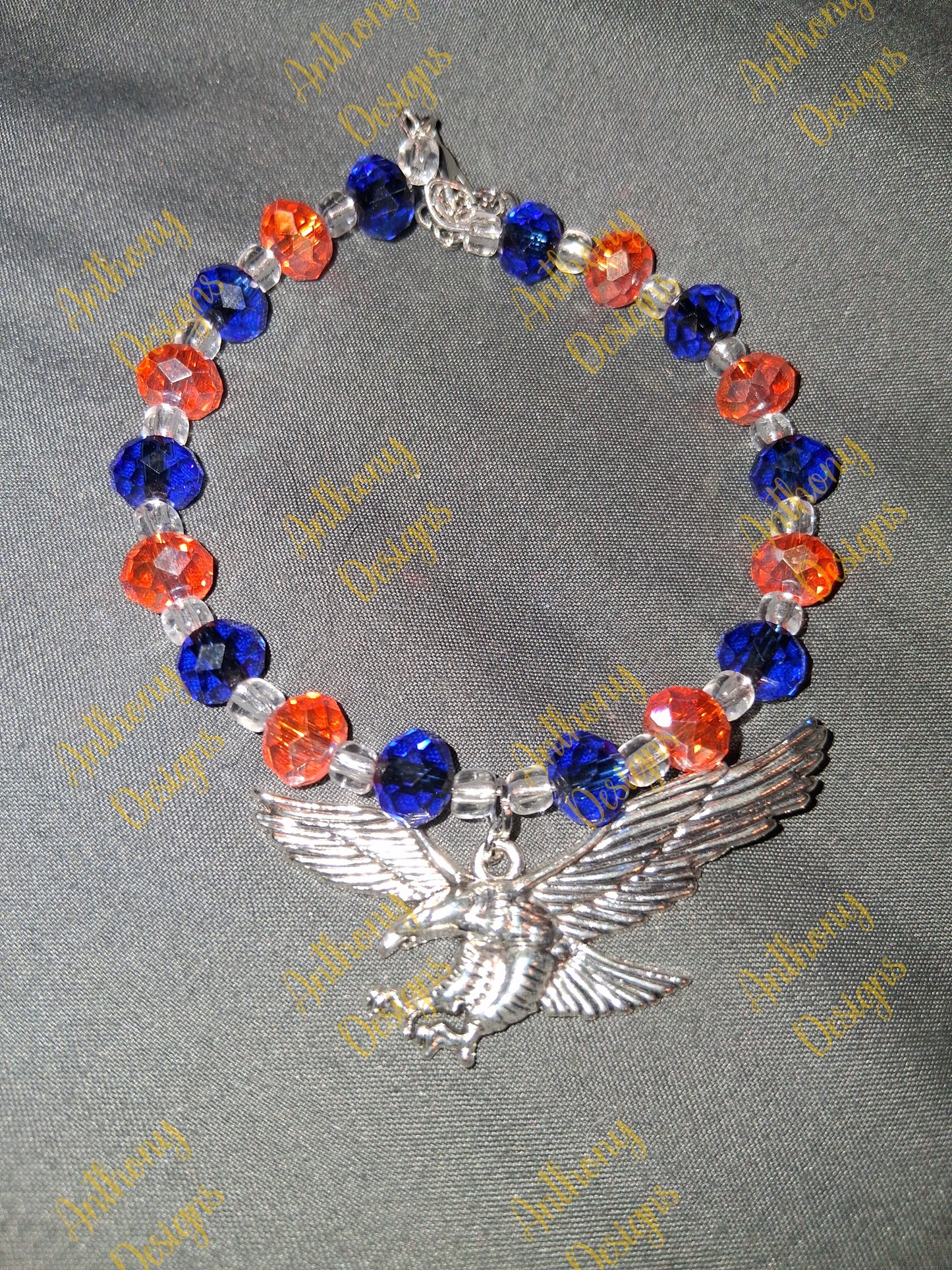 UT Martin Skyhawks glass beads with hawk charm Bracelet