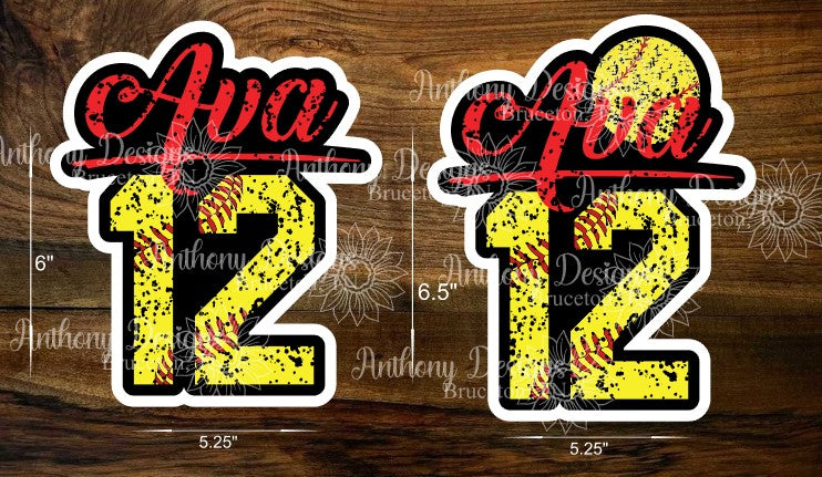 Personalized Softball Vinyl Sticker