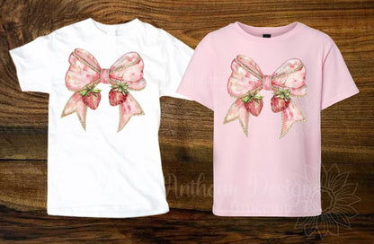 Strawberry Festival inspired bow designed shirt